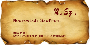 Modrovich Szofron névjegykártya